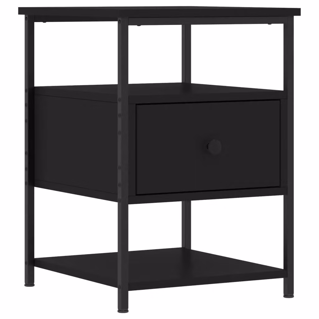 Berkfield Home Set of 2 Black Modern Bedside Cabinets, W/D/H: 40 x 42 x 56 cm – 3