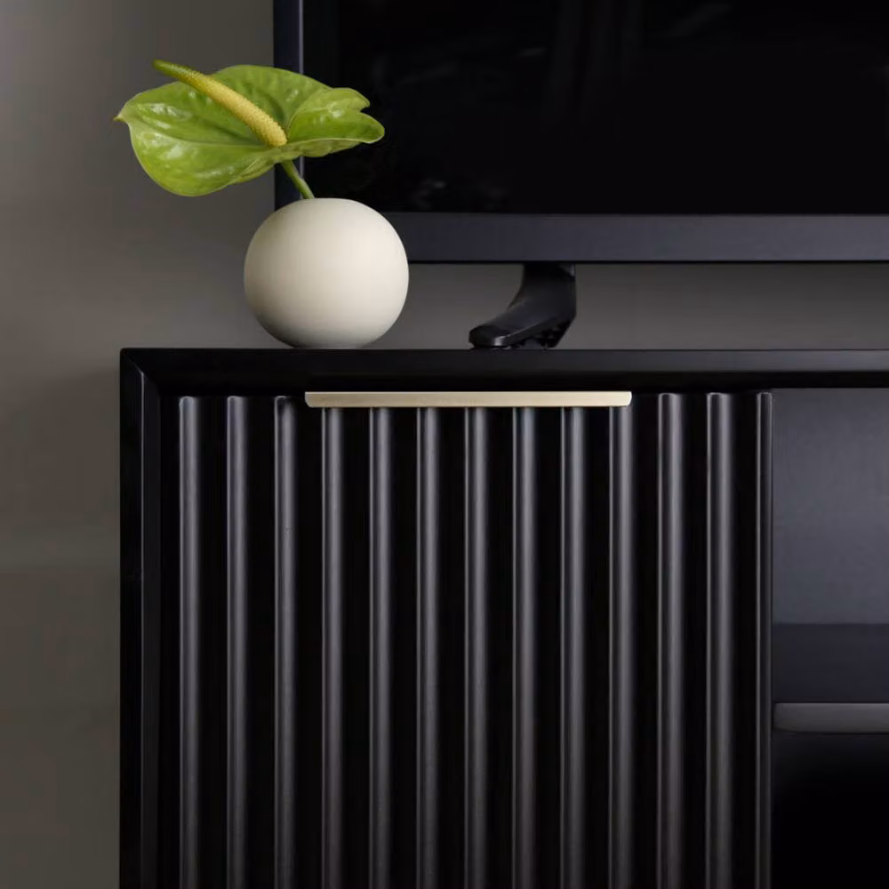 Home Garden Direct Monza Fluted TV Unit with Storage in Black – 2