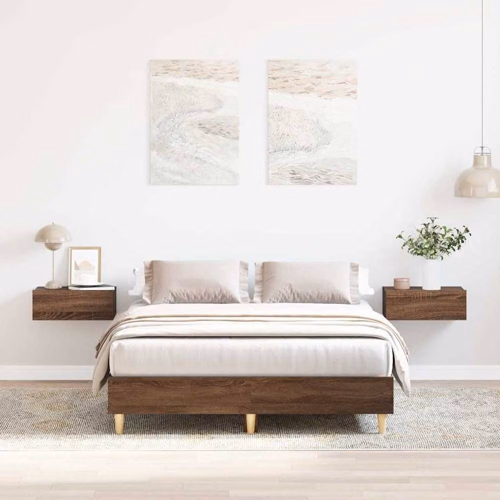 Berkfield Home Small Double Wood Bed Frame in Brown Oak, W/D/H: 120 x 190 cm – 2