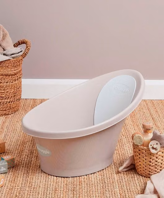 Shnuggle Classic Newborn Baby Bath with Drain Plug and Non-Slip Base in Beige