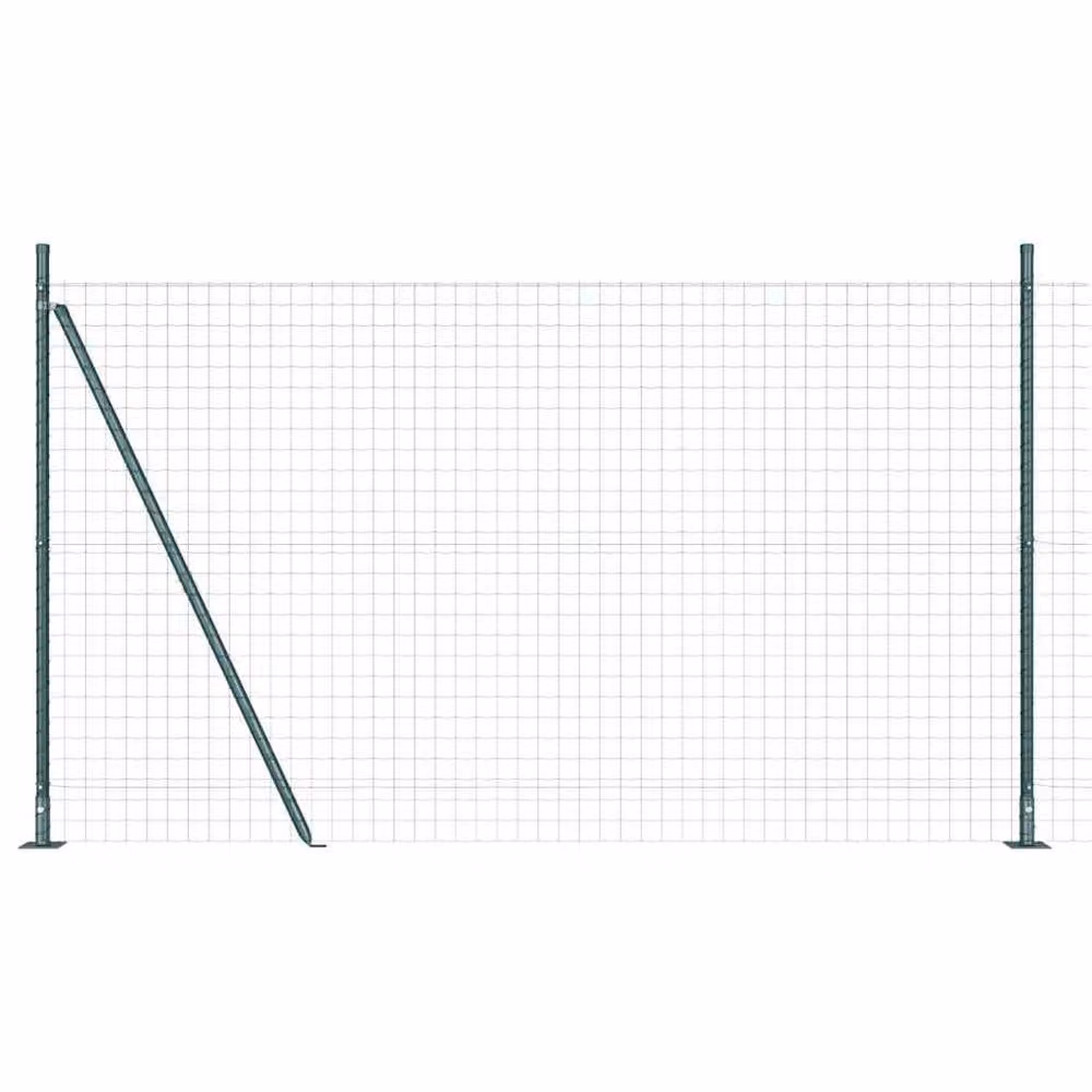 Berkfield Home Green Euro Fence with 7 Flanged Posts, Galvanised Steel, 1.5 x 10 m – 2