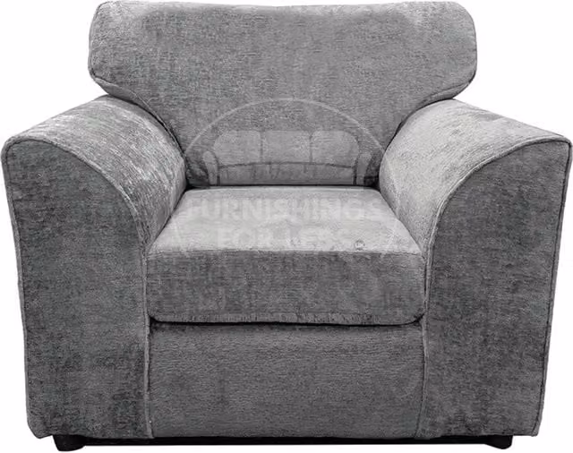 Furnishings For Less UK Monaco Chenille Fabric Single Seater Armchair with Curved Arms in Light Grey – 1