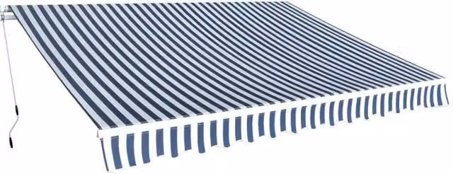 Berkfield Home Manual Operated Folding Awning with Crank, Blue and White Striped Polyester Fabric, 350 cm