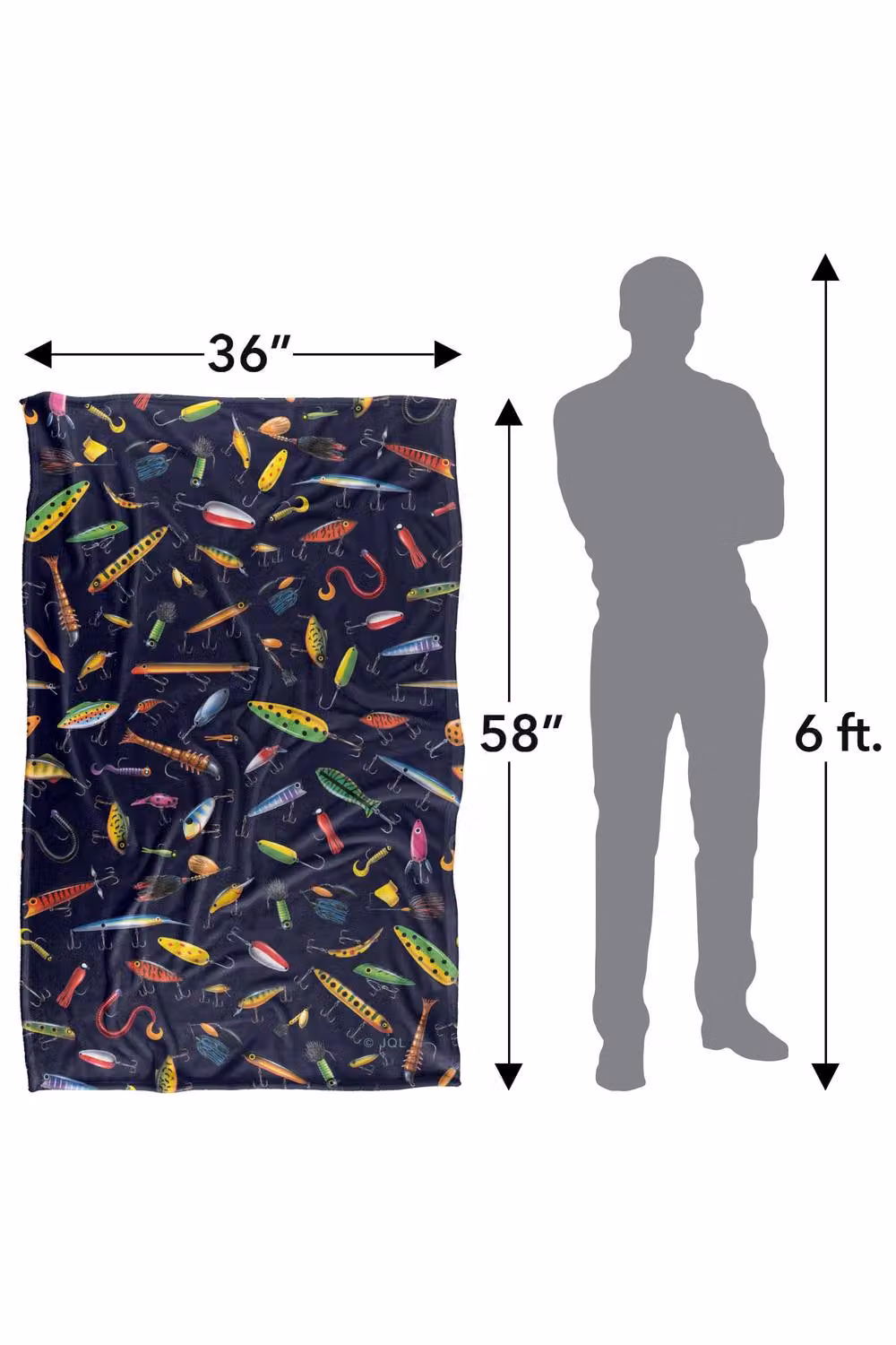 JQ Licensing Fishing Lures Pattern Super Soft Fleece Throw Blanket, Multicolour, W: 91 cm, D: 147 cm – 7