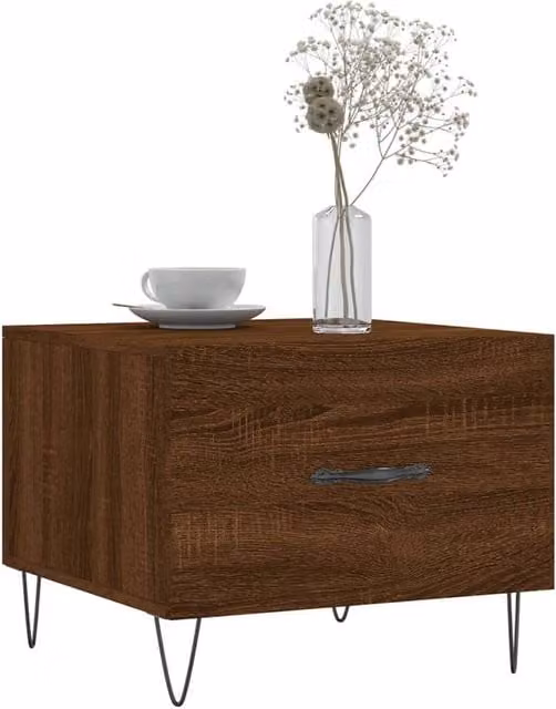 Berkfield Home Set of 2 Decorative Square Coffee Tables in Brown Oak, W/D/H: 50 x 50 x 40 cm