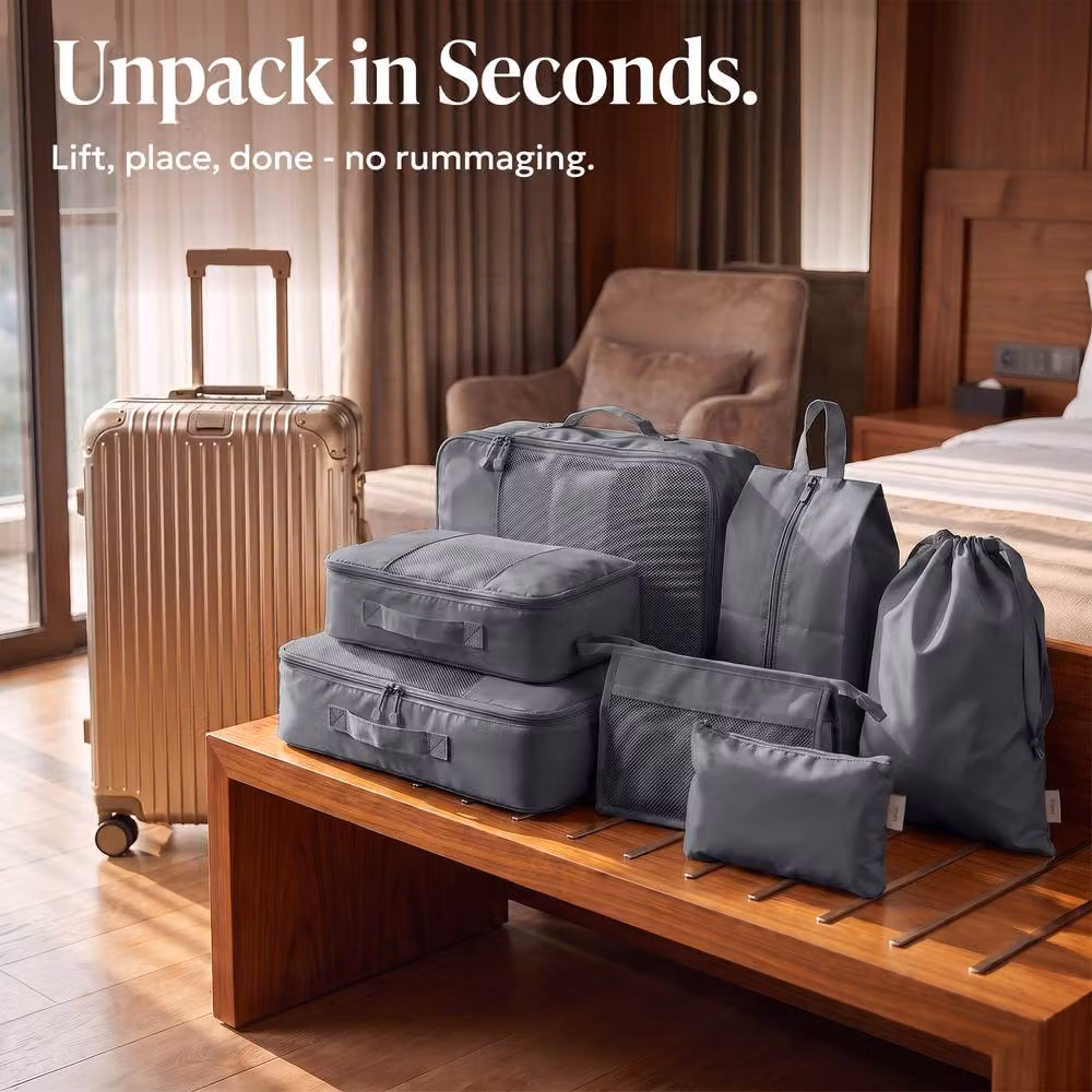 Lugg 8 Set Compression Packing Cubes Suitcase Organiser Set in Grey – 6