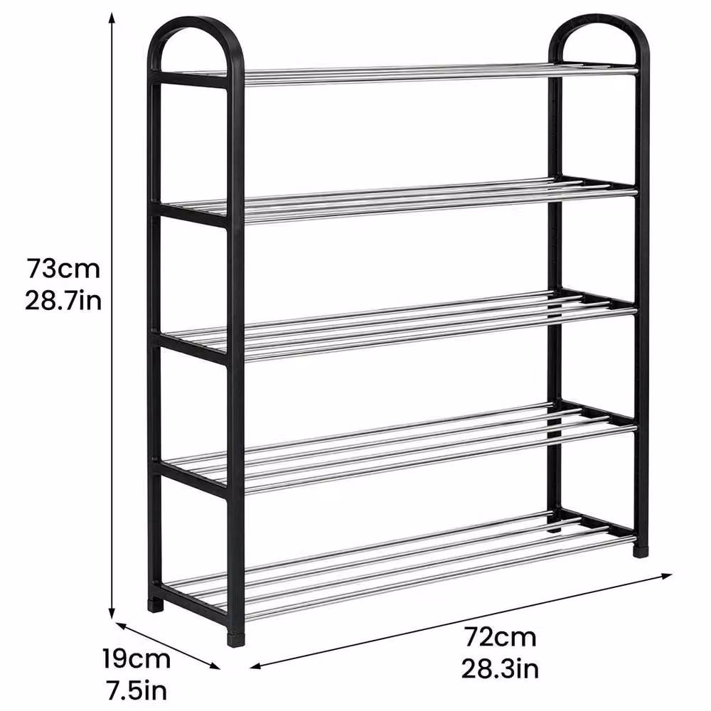 Kelvenix Black 5 Tier Heavy Duty Metal Shoe Rack – 2