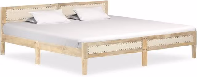 Berkfield Home Solid Mango Wood Bed Frame with Lift Up Base in Brown W/D/H: 200 x 200 cm