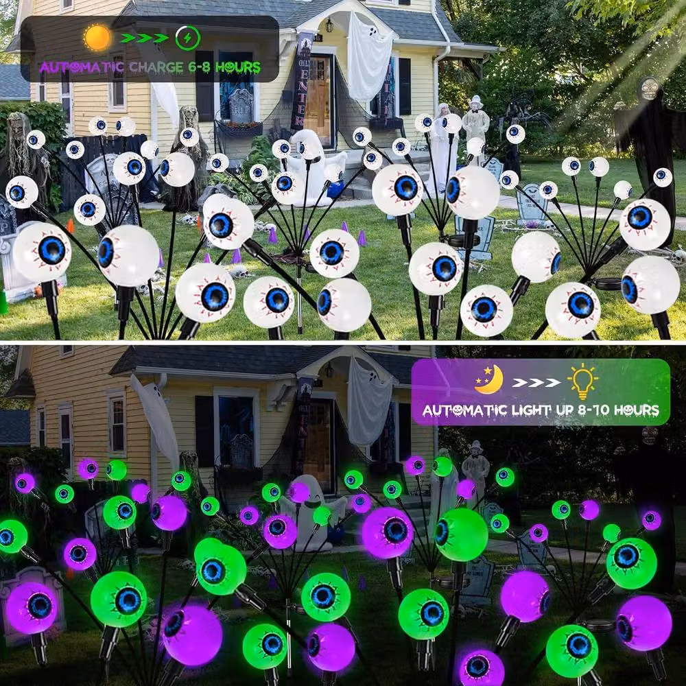 Garwarm 6 Pack Multicolour LED Solar Garden Pathway Lights with Dusk Sensor – 4
