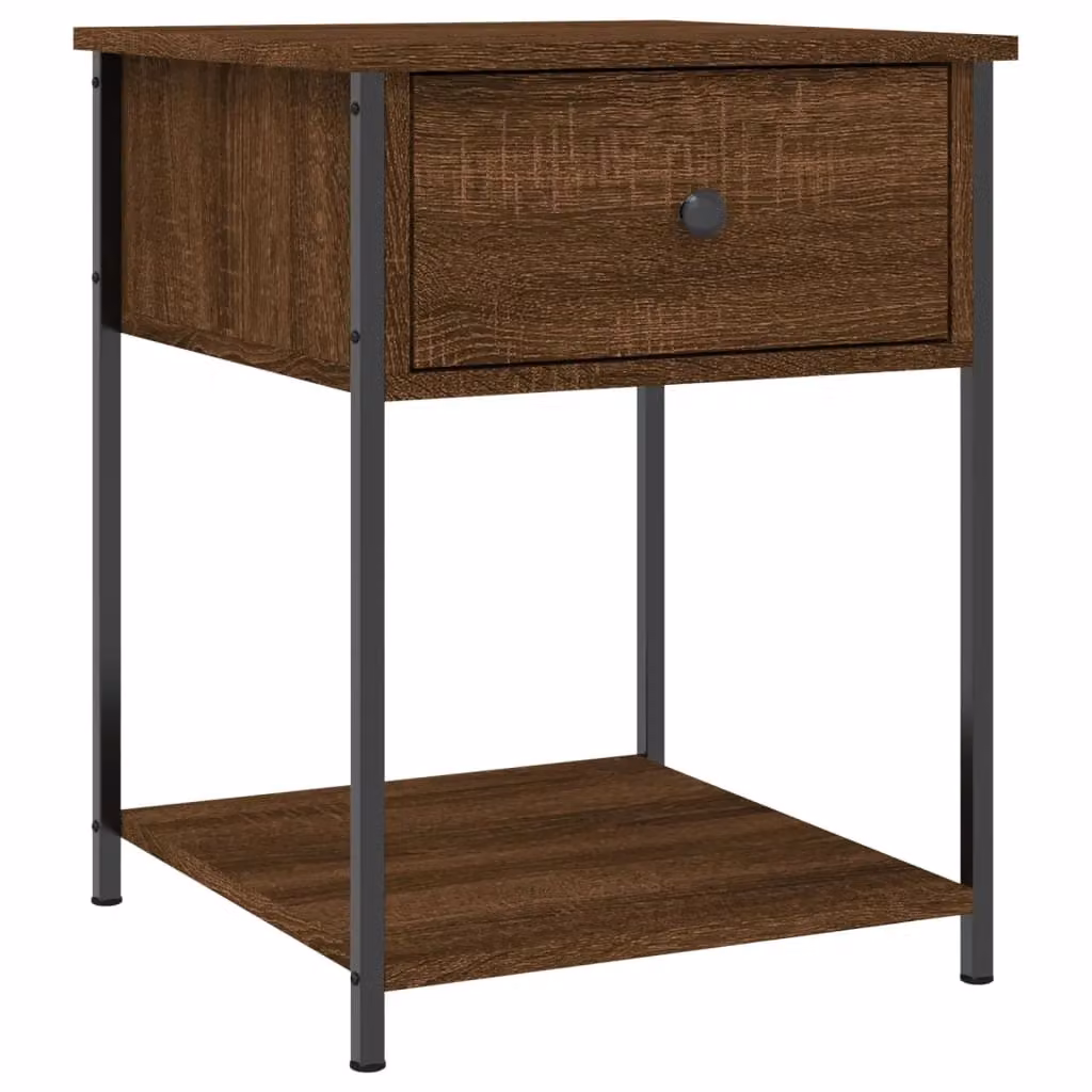 Berkfield Home Set of 2 Bedside Tables in Brown Oak, W/D/H: 44 x 45 x 58 cm – 3