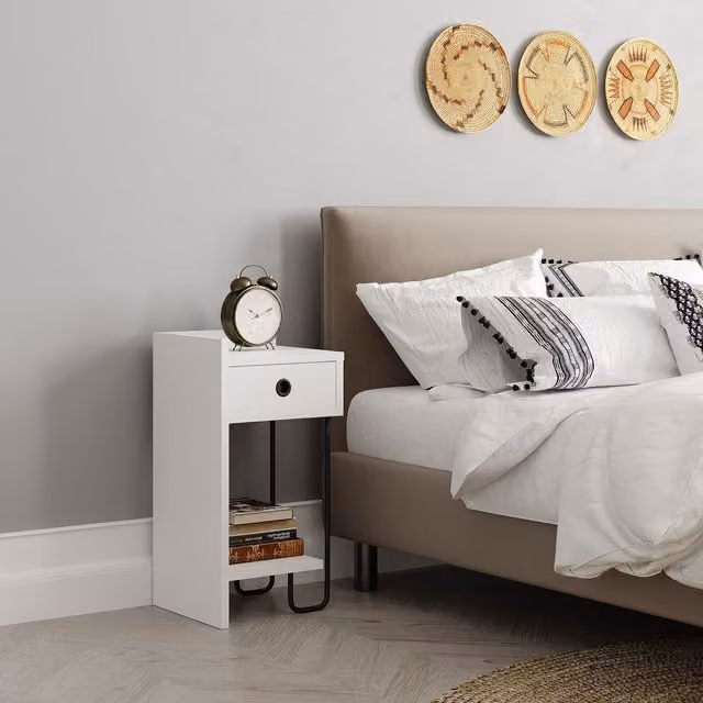 Decortie Sirius Modern Bedside Table in White W/D/H: 32 x 30 x 60 cm