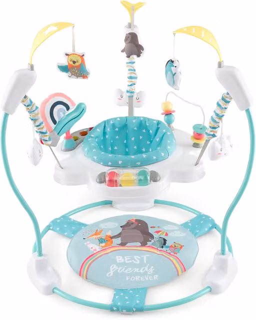 Costway Baby Stationary Activity Center and Bouncer with Music in Blue and Multicolour