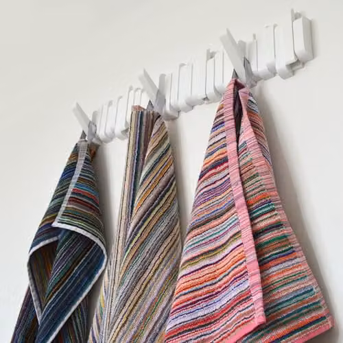 Odyssey 2 x Recycled Cotton Hand Towel Set, Multicolour Striped, 400GSM, W: 50 cm, H: 80 cm – 6