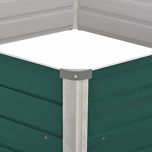 vidaXL Raised Garden Bed in Green Galvanised Steel, W/D/H: 129 x 129 x 45 cm – 3