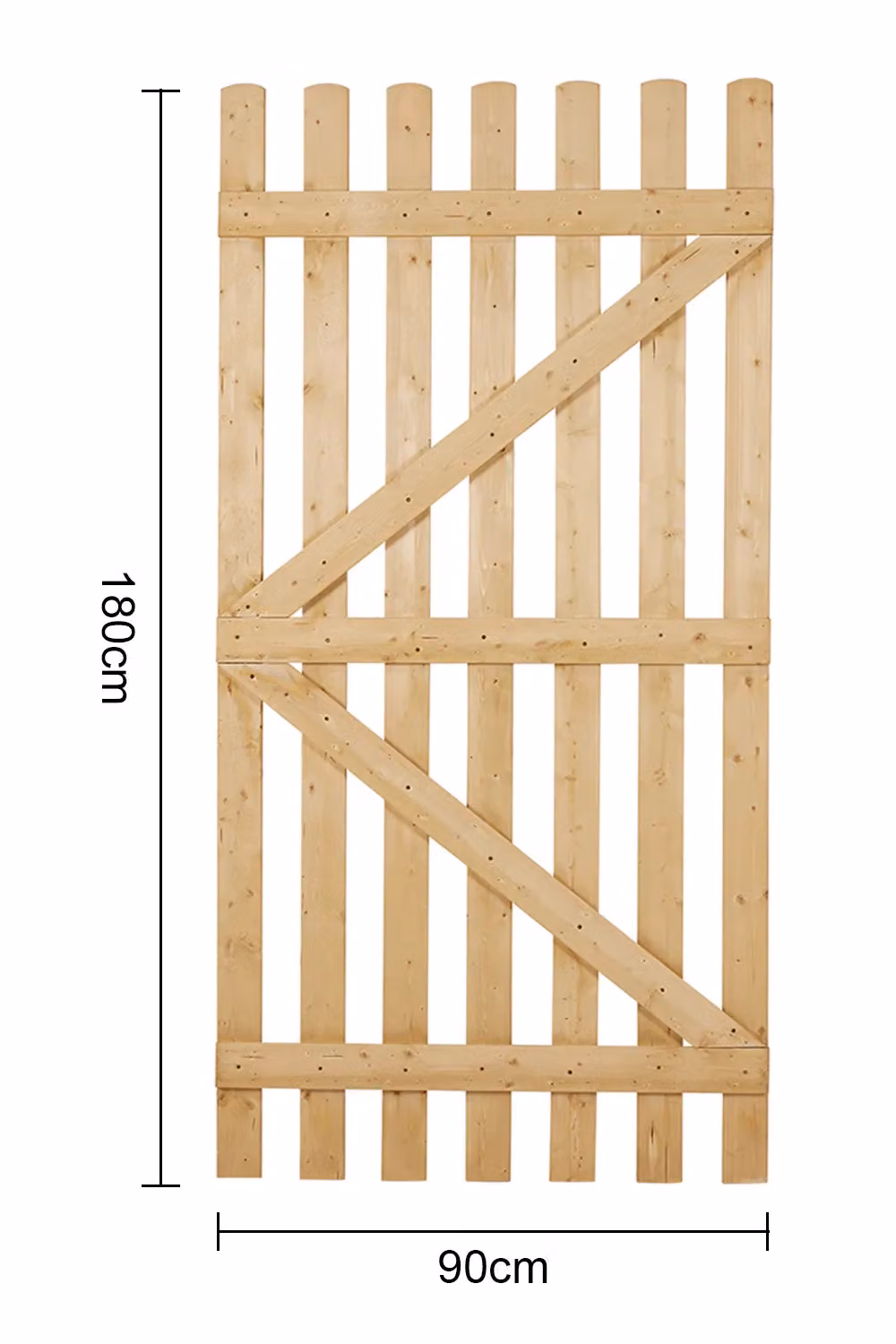 Living and Home Garden Wood Fence Gate with Latch in Brown, W/H: 90 x 180 cm – 2