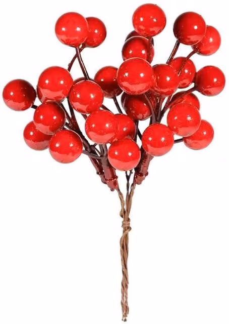 KDMD Red Berry Bunch Christmas Floral Decoration, Pack of 5, Height: 14 cm