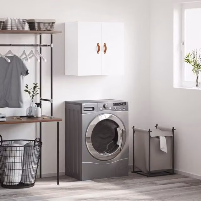 Berkfield Home White Wall Mounted Cabinet with Hinged Doors and Internal Shelves, W/D/H: 60 x 31 x 60 cm