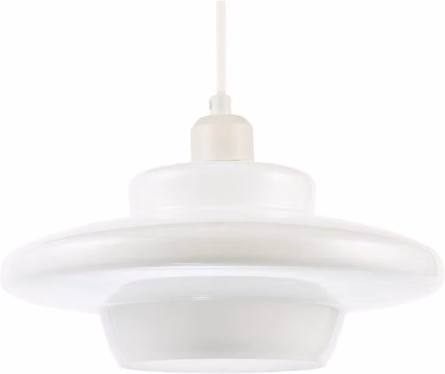 Happy Homewares Modern UFO Disc Styled Round Ceiling Pendant Light Shade in White Opal Glass – 1