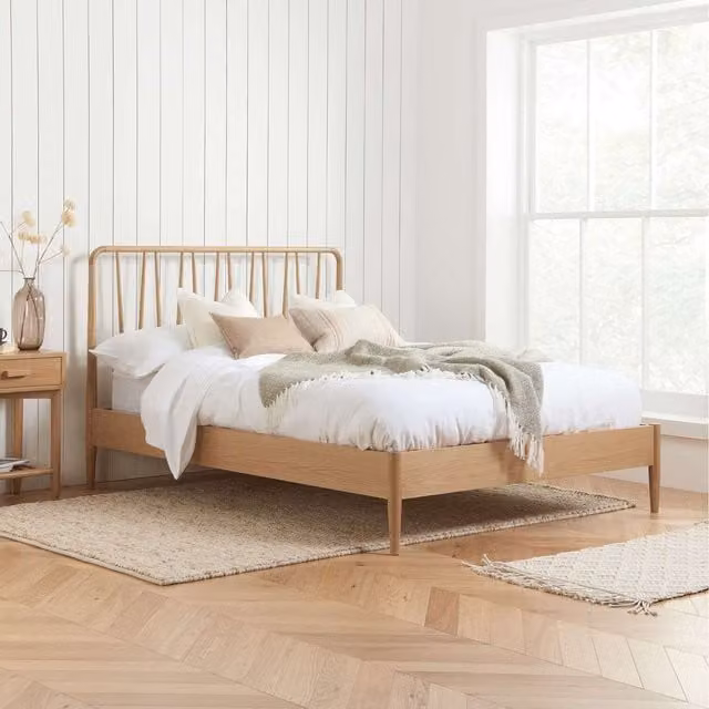 Birlea Jesper Solid Oak Bed Frame in Brown, Superking (200 x 200 cm)