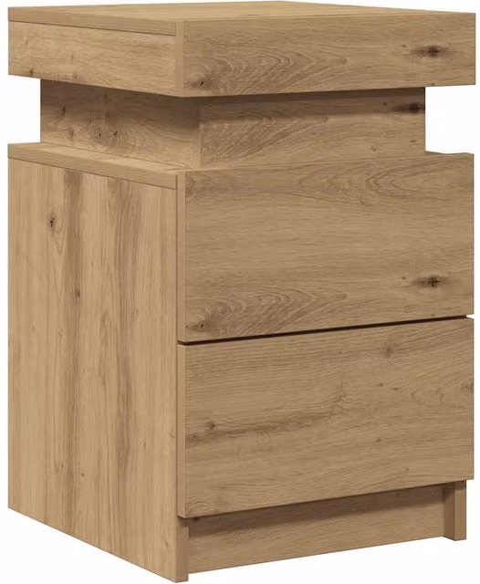 Berkfield Home Stylish Bedside Cabinet with Integrated LED in Artisan Oak Brown, W/D/H: 35 x 39 x 55 cm – 1