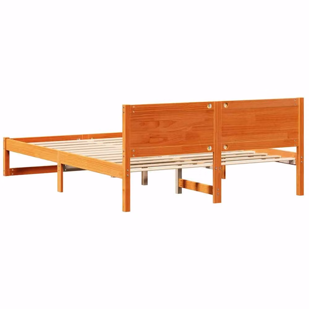 Berkfield Home Solid Pine Wood Bed Frame in Waxed Brown, W/D/H: 140 x 200 cm – 3