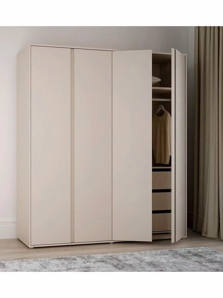 Very Home Lisson 4 Door Wardrobe in Beige with Integrated Drawers and Mirror, W/D/H: 169.1 x 60.2 x 193.7 cm