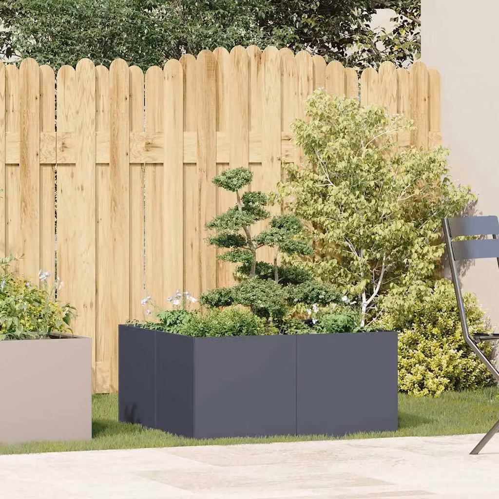 Berkfield Home Anthracite Steel Planter Tub W/D/H: 80 x 80 x 40 cm – 3