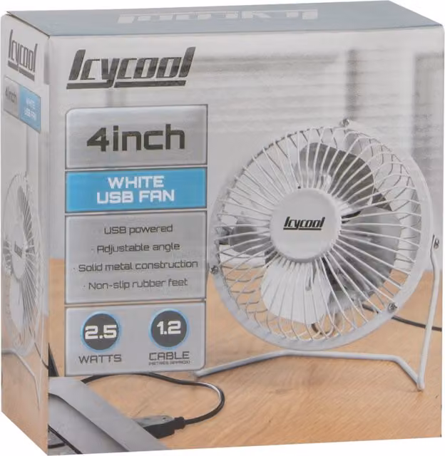 Icycool Mini USB Desk Fan, White