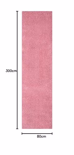 THE RUGS Pink Plain Shaggy High Pile Rug, W/D/H: 80 x 300 cm – 2