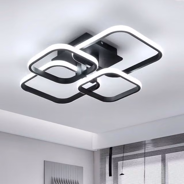 COMELY 60W LED Ceiling Light with 4 Black Squares, 6500K Cool White