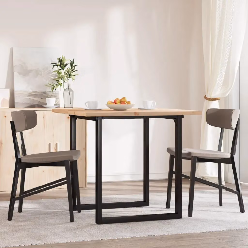 Berkfield Home O-Frame Square Dining Table in Brown Solid Pine and Steel, W: 80 cm, D: 80 cm, H: 75.5 cm – 3