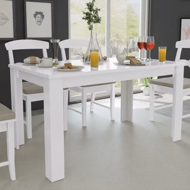 Berkfield Home Modern Rectangular Dining Table in White, W/D/H: 140 x 80 x 75 cm – 1