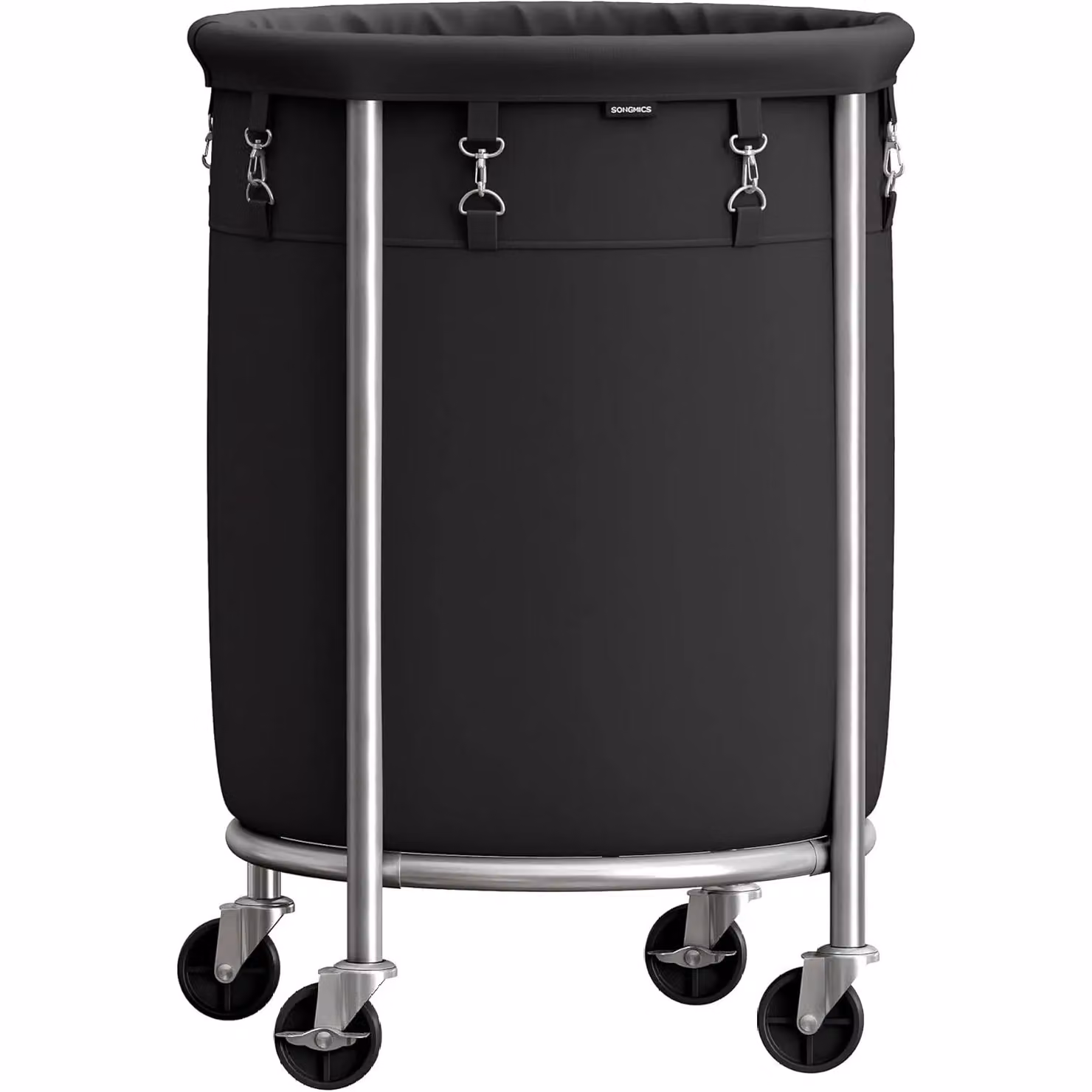 SONGMICS Mobile Washing Cart Laundry Hamper with Wheels and Removable Bag, Black – 5