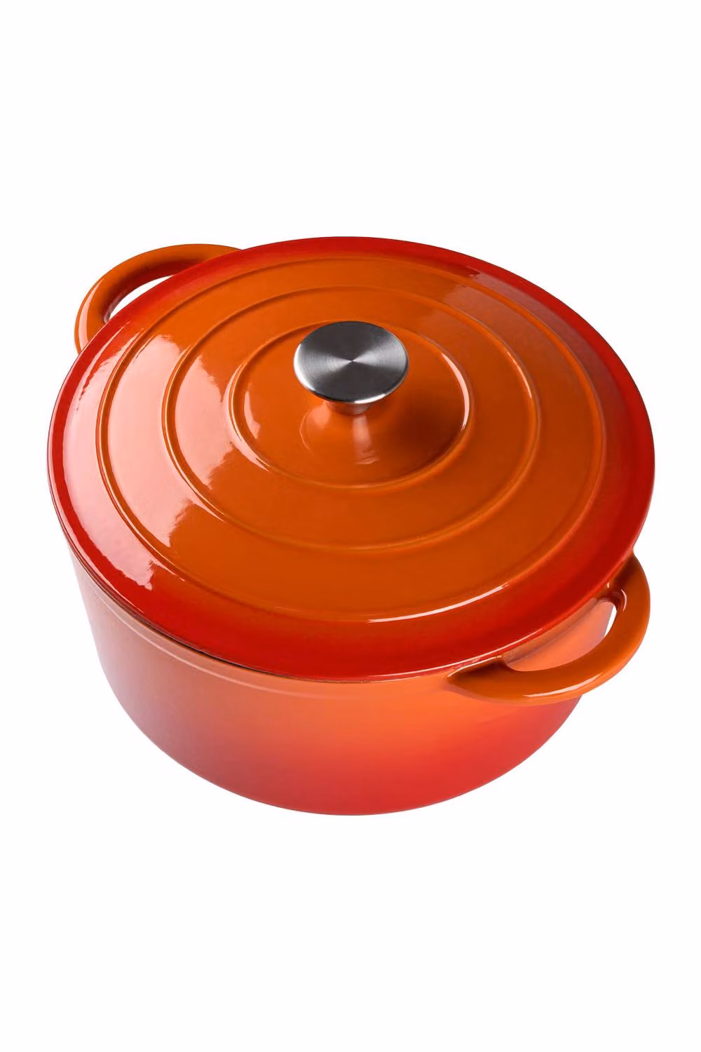 Garden Sanctuary 2.7 l Enamelled Cast Iron Dutch Oven Casserole Pot with Lid in Orange – 2