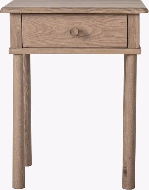 Perch & Parrow Rebecca Oak Bedside Table in Natural Brown and Beige