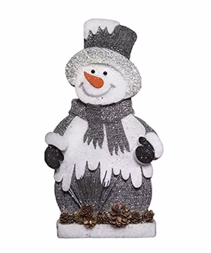 Shatchi Grey and Silver Snowman Christmas Tabletop Decoration, Height: 52 cm – 2