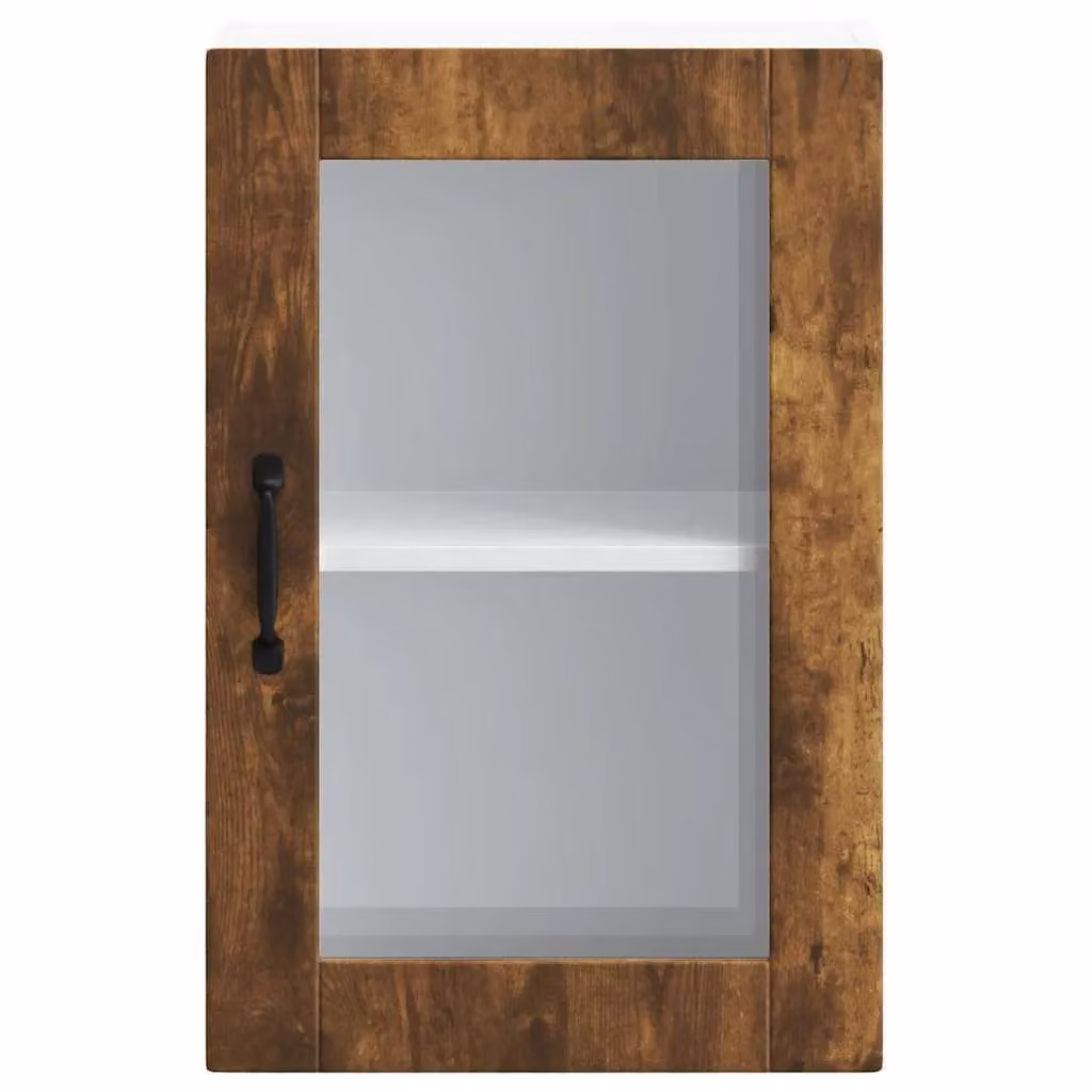 Berkfield Home Porto Smoked Oak Kitchen Wall Cabinet with Glass Doors in Brown – 3