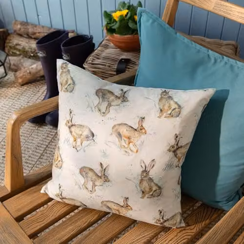 Voyage Maison Harriet Hare Outdoor Cushion, Multicolour and Blue Animal Graphic, W/D/H: 43 x 43 x 43 cm – 2
