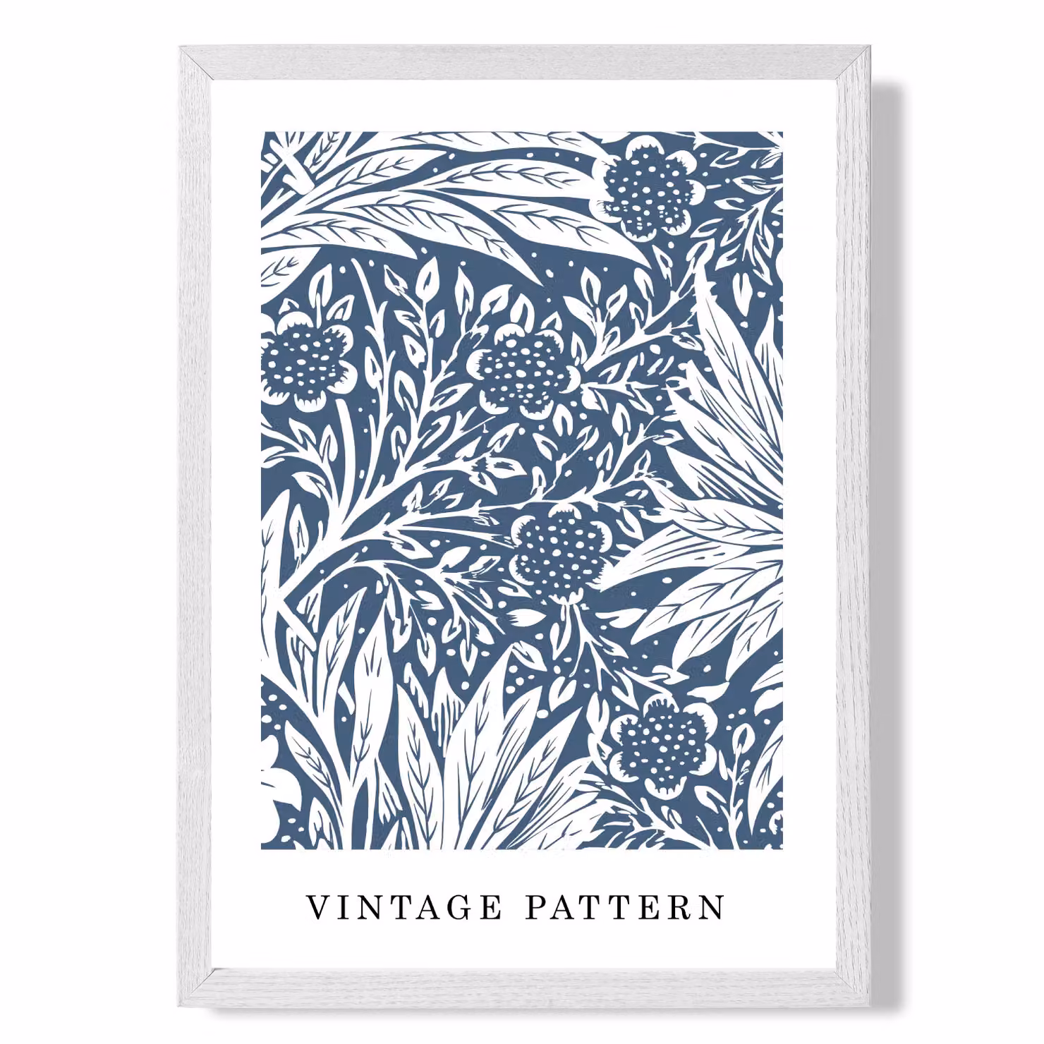 ARTZE William Morris Blue Floral Pattern Art Print with White Frame, A3 – 2