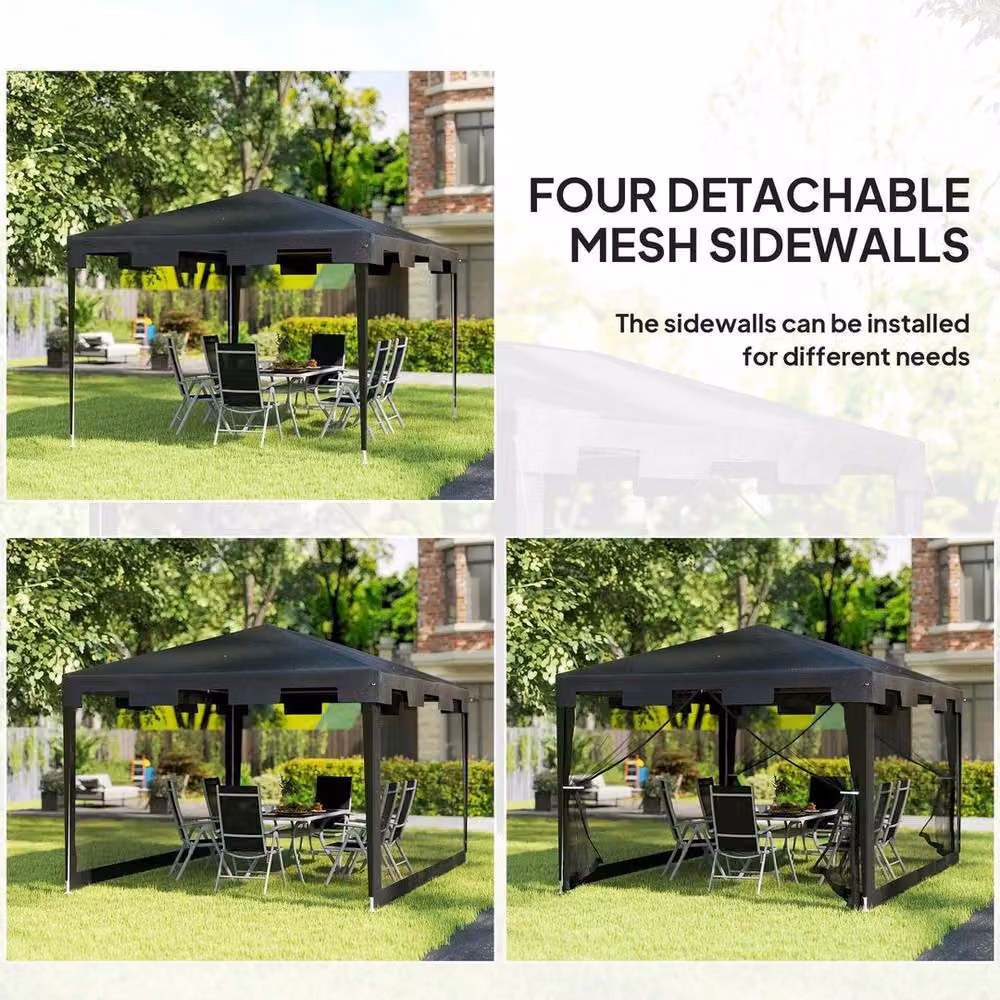 NESTLUNE Waterproof Garden Gazebo Party Tent in Black – 4
