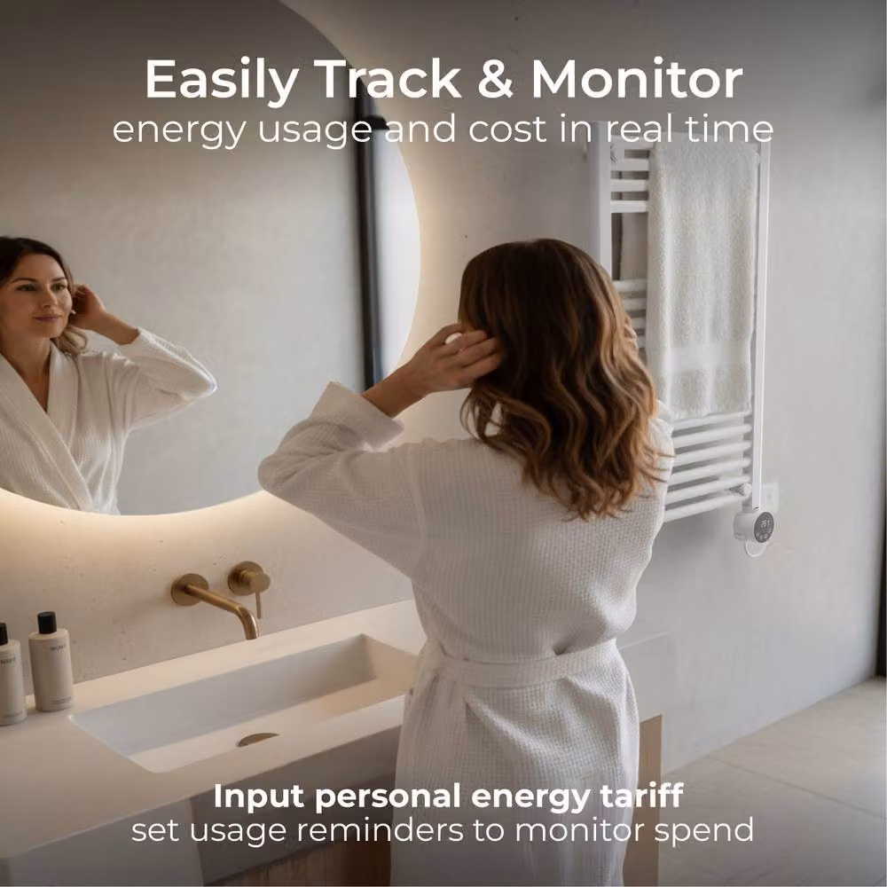 Masterplug SmartEnergy Thermaline White Aluminium Smart Electric Heated Towel Radiator with Wi-Fi App Control, 500W – 2