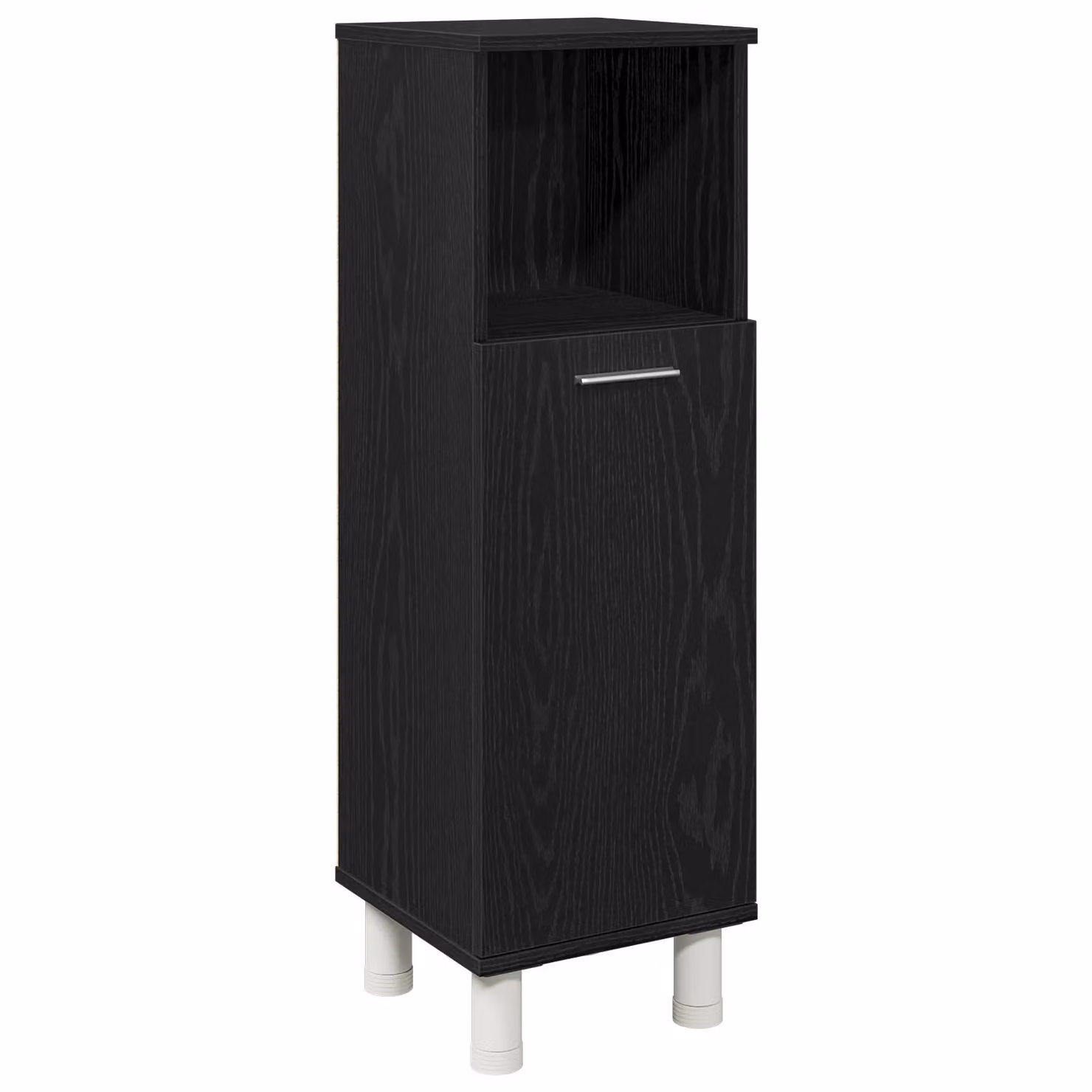 Berkfield Home Modern Black Oak Bathroom Cabinet with Hinged Doors and Open Shelf, W/D/H: 95 x 30 x 30 cm – 2