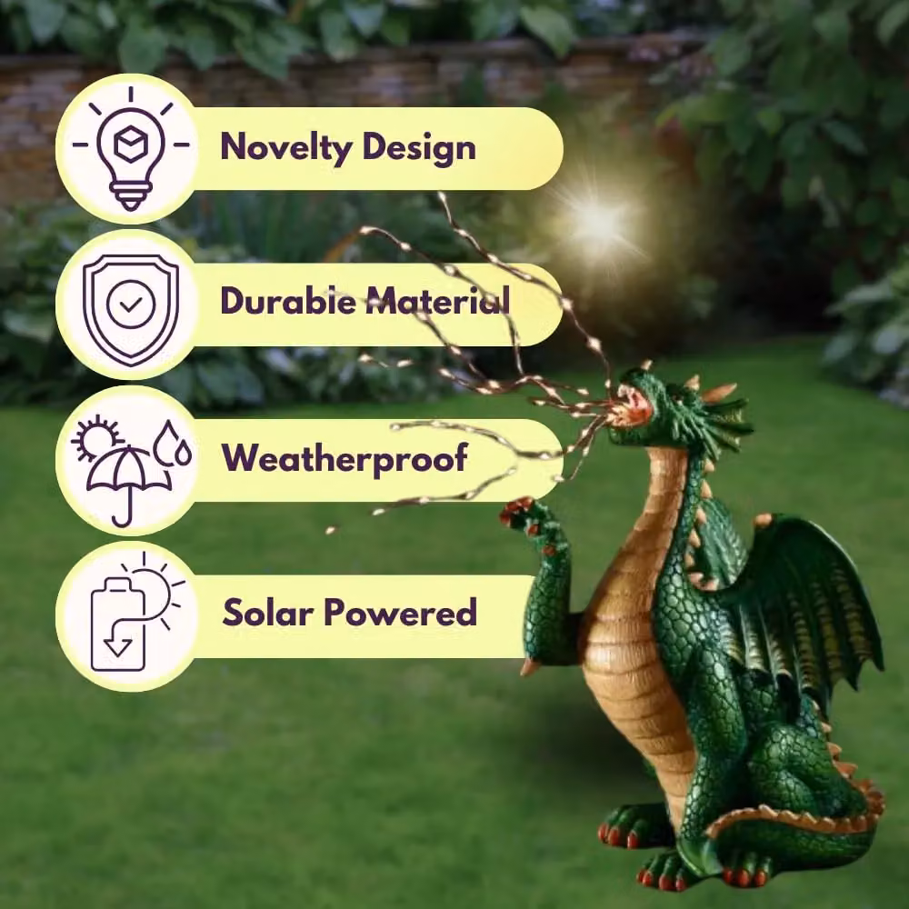 Marco Paul Solar Dragon Breathing Garden Ornament in Green – 4