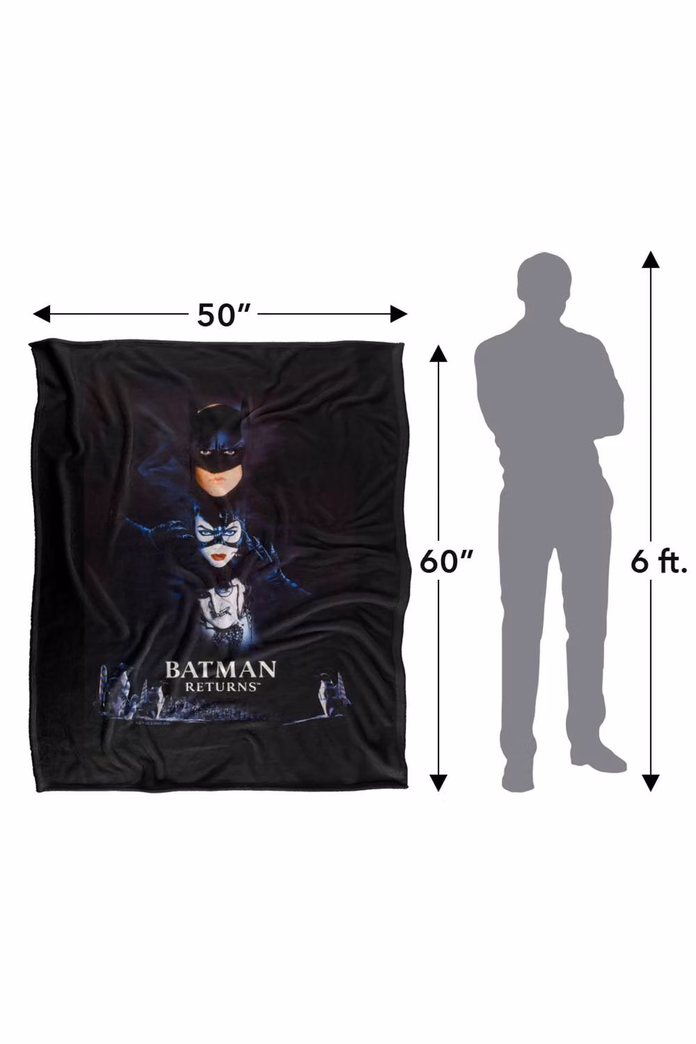 LOGOVISION Batman Returns Batman Catwoman Penguin Fleece Throw Blanket, Multicolour, W/D/H: 91 x 147 cm – 8