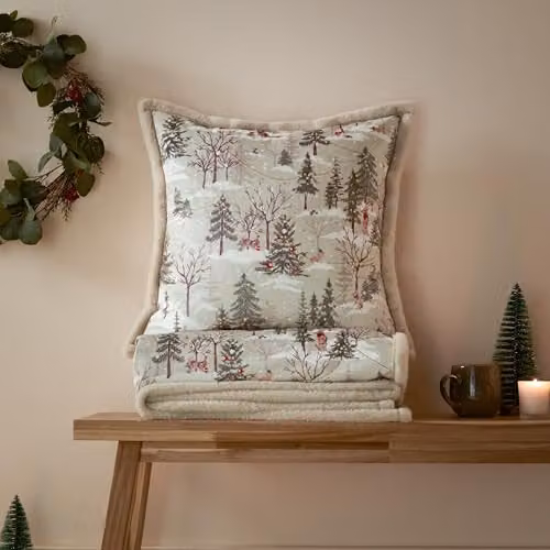 Furn Forest Festivities Square Polyester Filled Cushion in Beige, W/D/H: 50 x 50 x 50 cm – 2
