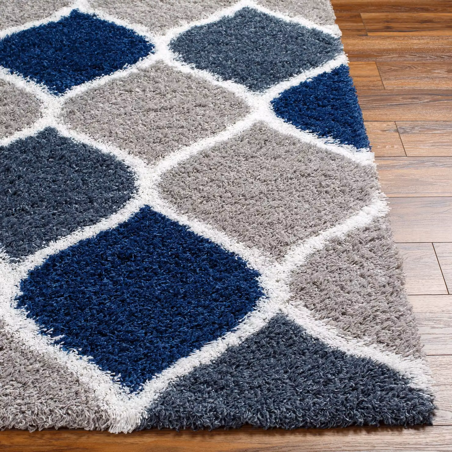 Livabliss Urban Shag Modern Rectangular Plush Pile Rug in Beige, White, Blue and Grey, W: 160 cm, D: 220 cm – 5