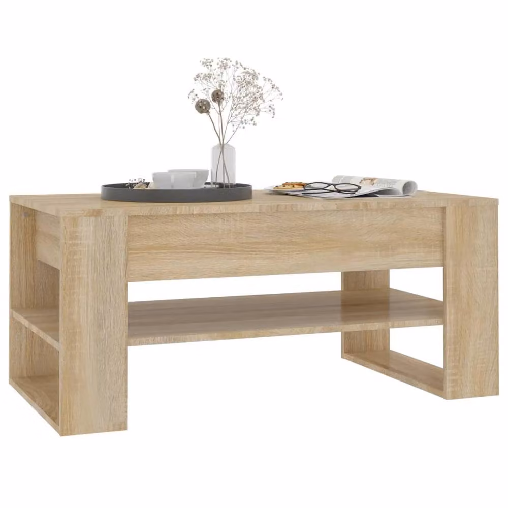 Berkfield Home Sonoma Oak Decorative Coffee Table in Beige, W/D/H: 102 x 55 x 45 cm – 3