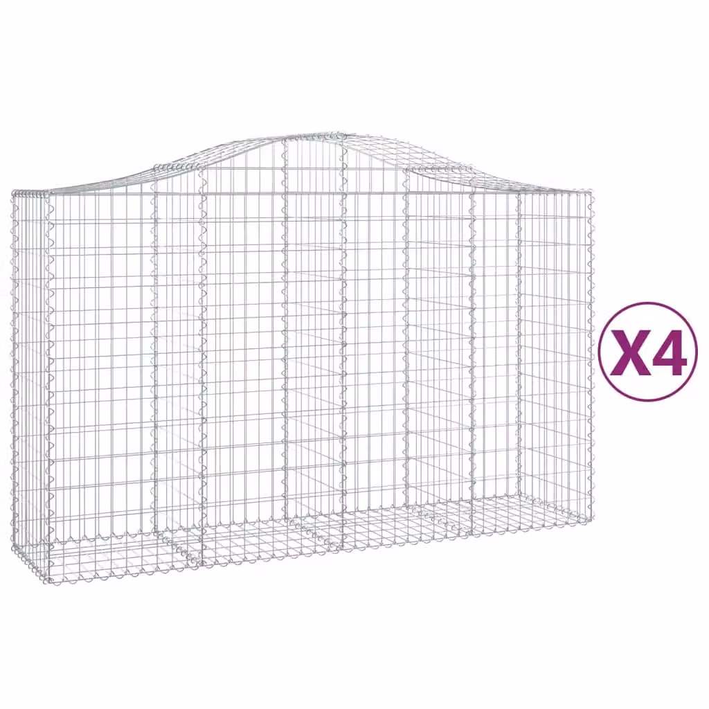 Berkfield Home Arched Gabion Baskets, 4 Piece Set, Silver Galvanised Steel, W: 200 cm, D: 50 cm, H: 120-140 cm – 2