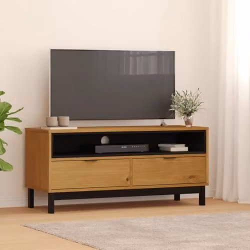 vidaXL FLAM TV Cabinet in Brown Solid Pine Wood, W/D/H: 110 x 40 x 50 cm – 2