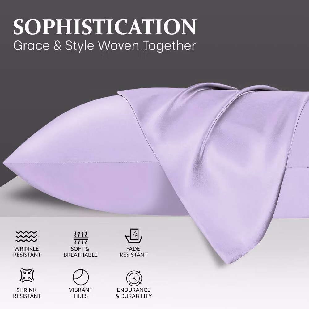 Pamposh Pack of 2 Ultra Soft Satin Silk Pillow Cases in Purple, Standard Size – 2